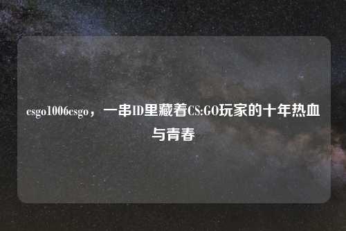 csgo1006csgo，一串ID里藏着CS:GO玩家的十年热血与青春