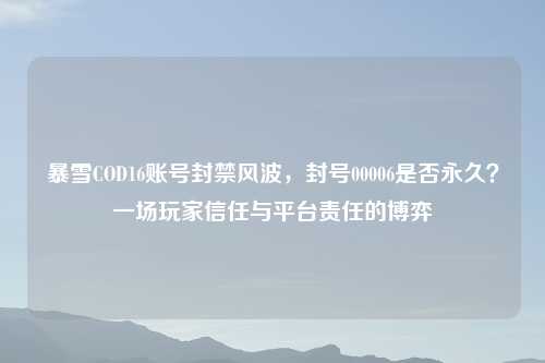 暴雪COD16账号封禁风波，封号00006是否永久？一场玩家信任与平台责任的博弈