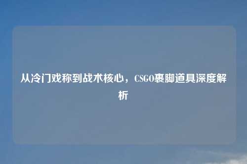 从冷门戏称到战术核心，CSGO裹脚道具深度解析