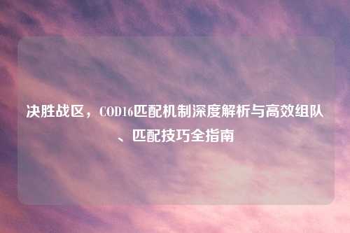 决胜战区，COD16匹配机制深度解析与高效组队、匹配技巧全指南