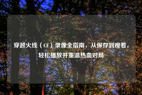 穿越火线（CF）录像全指南，从保存到观看，轻松播放并重温热血对局