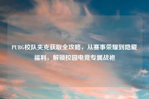 PUBG校队夹克获取全攻略，从赛事荣耀到隐藏福利，解锁校园电竞专属战袍