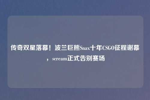 传奇双星落幕！波兰巨熊Snax十年CSGO征程谢幕，scream正式告别赛场