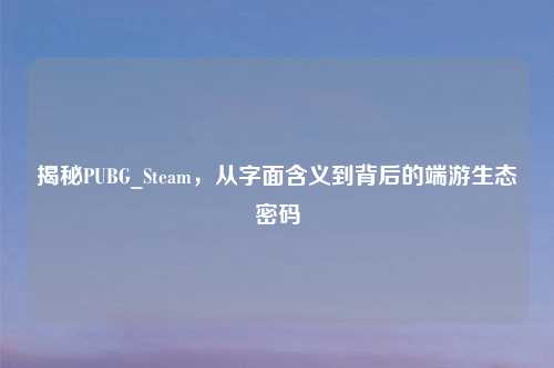 揭秘PUBG_Steam，从字面含义到背后的端游生态密码