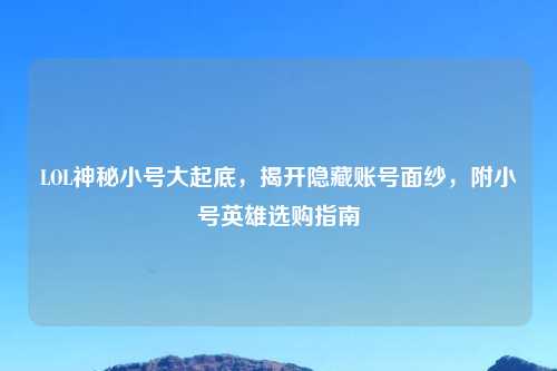 LOL神秘小号大起底，揭开隐藏账号面纱，附小号英雄选购指南