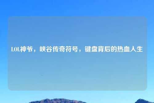 LOL神爷，峡谷传奇符号，键盘背后的热血人生