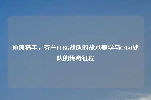 冰原猎手，芬兰PUBG战队的战术美学与CSGO战队的传奇征程