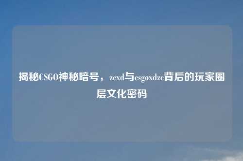 揭秘CSGO神秘暗号，zcxd与csgoxdzc背后的玩家圈层文化密码