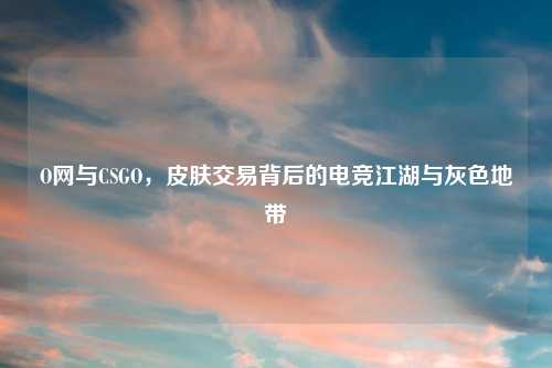 O网与CSGO，皮肤交易背后的电竞江湖与灰色地带