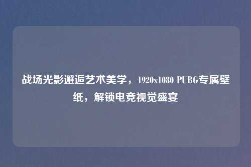 战场光影邂逅艺术美学，1920x1080 PUBG专属壁纸，解锁电竞视觉盛宴