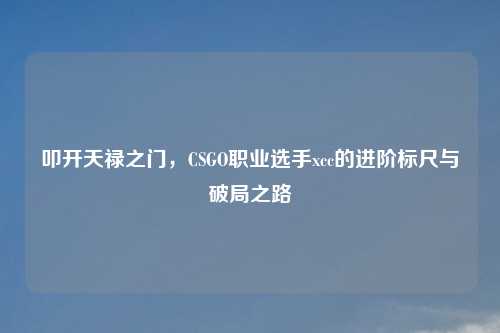 叩开天禄之门，CSGO职业选手xcc的进阶标尺与破局之路