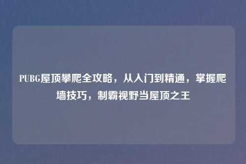 PUBG屋顶攀爬全攻略，从入门到精通，掌握爬墙技巧，制霸视野当屋顶之王