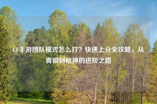 CF手游团队模式怎么打？快速上分全攻略，从青铜到枪神的进阶之路
