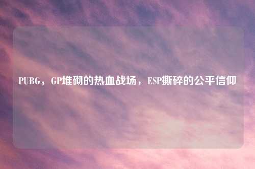 PUBG，GP堆砌的热血战场，ESP撕碎的公平信仰