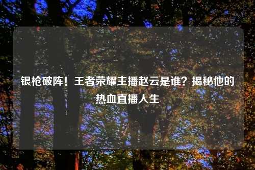 银枪破阵！王者荣耀主播赵云是谁？揭秘他的热血直播人生