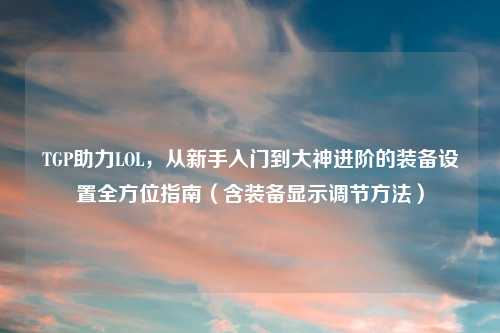 TGP助力LOL，从新手入门到大神进阶的装备设置全方位指南（含装备显示调节     ）