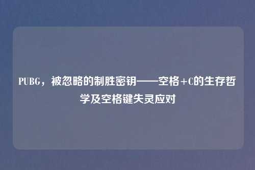 PUBG，被忽略的制胜密钥——空格+C的生存哲学及空格键失灵应对