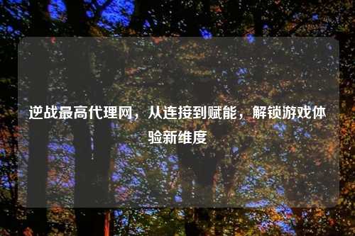 逆战更高     网，从连接到赋能，解锁游戏体验新维度