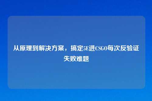 从原理到解决方案，搞定5E进CSGO每次反验证失败难题