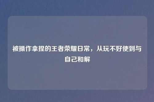      作拿捏的王者荣耀日常，从玩不好使到与自己和解