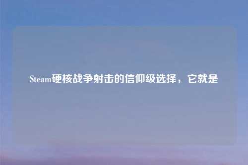 Steam硬核战争射击的信仰级选择，它就是