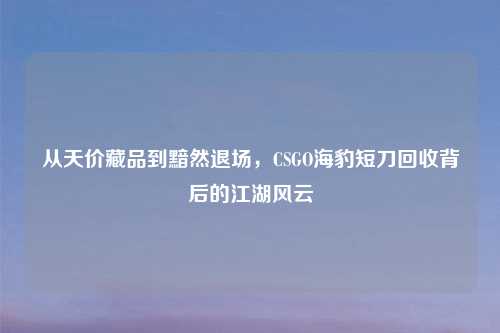 从天价藏品到黯然退场，CSGO海豹短刀回收背后的江湖风云