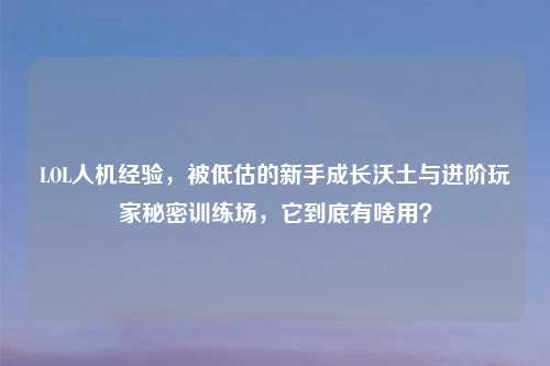 LOL人机经验，被低估的新手成长沃土与进阶玩家秘密训练场，它到底有啥用？