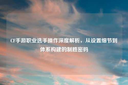 CF手游职业选手操作深度解析，从设置细节到体系构建的制胜密码
