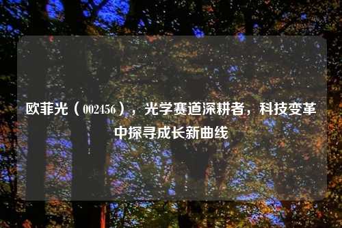 欧菲光（002456），光学赛道深耕者，科技变革中探寻成长新曲线