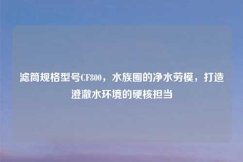 滤筒规格型号CF800，水族圈的净水劳模，打造澄澈水环境的硬核担当