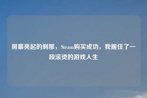 屏幕亮起的刹那，Steam购买成功，我握住了一段滚烫的游戏人生