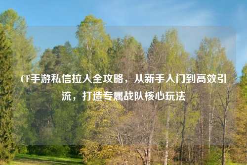CF手游私信拉人全攻略，从新手入门到高效引流，打造专属战队核心玩法
