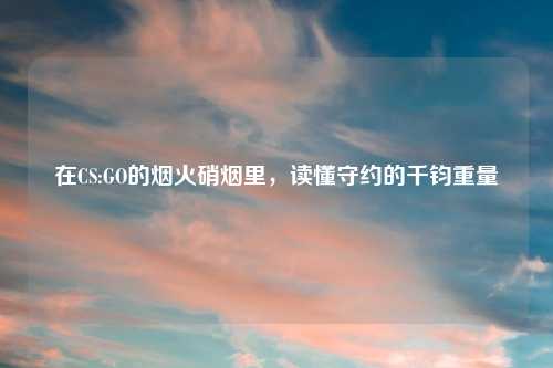 在CS:GO的烟火硝烟里，读懂守约的千钧重量
