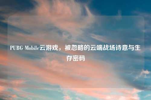 PUBG Mobile云游戏，被忽略的云端战场诗意与生存密码