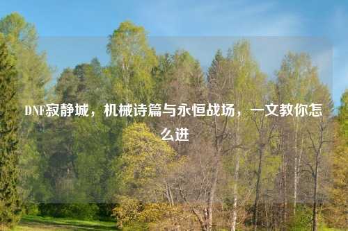 DNF寂静城，机械诗篇与永恒战场，一文教你怎么进