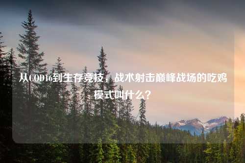 从COD16到生存竞技，战术射击巅峰战场的吃鸡模式叫什么？