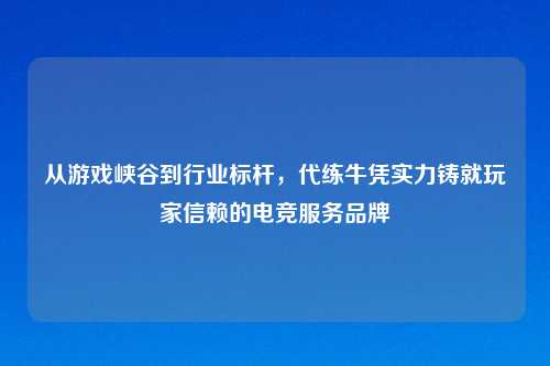 从游戏峡谷到行业标杆，代练牛凭实力铸就玩家信赖的电竞服务品牌