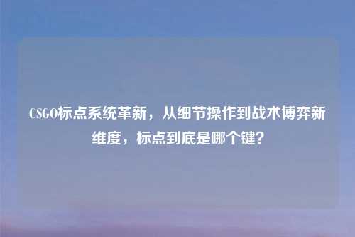 CSGO标点系统革新，从细节操作到战术博弈新维度，标点到底是哪个键？