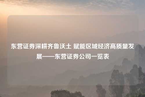 东营证券深耕齐鲁沃土 赋能区域经济高质量发展——东营证券公司一览表