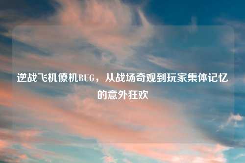 逆战飞机僚机BUG，从战场奇观到玩家集体记忆的意外狂欢