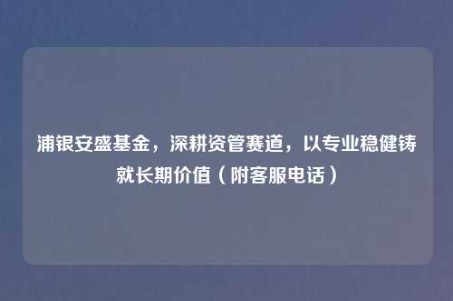 浦银安盛基金，深耕资管赛道，以专业稳健铸就长期价值（附          ）