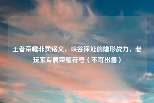 王者荣耀非卖铭文，峡谷深处的隐形战力，老玩家专属荣耀符号（不可出售）