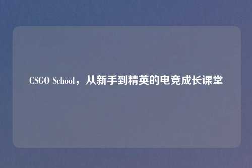 CSGO School，从新手到精英的电竞成长课堂