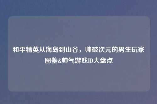 和平精英从海岛到山谷，帅破次元的男生玩家图鉴&帅气游戏ID大盘点