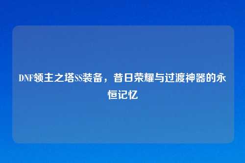 DNF领主之塔SS装备，昔日荣耀与过渡神器的永恒记忆