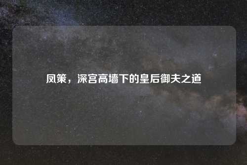 凤策，深宫高墙下的皇后御夫之道