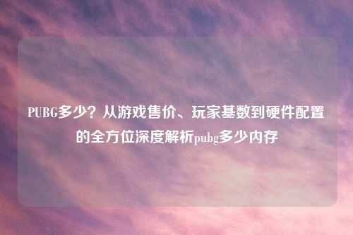 PUBG多少？从游戏售价、玩家基数到硬件配置的全方位深度解析pubg多少内存