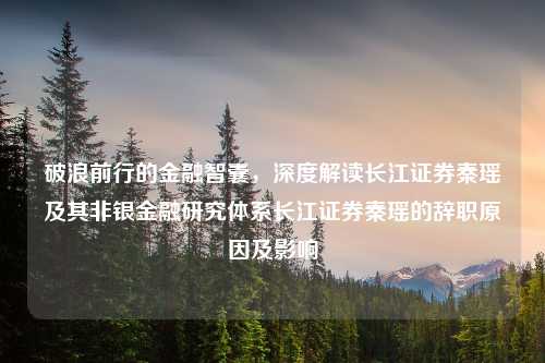 破浪前行的金融智囊，深度解读长江证券秦瑶及其非银金融研究体系长江证券秦瑶的辞职原因及影响