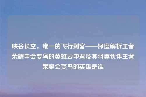 峡谷长空，唯一的飞行刺客——深度解析王者荣耀中会变鸟的英雄云中君及其羽翼伙伴王者荣耀会变鸟的英雄是谁