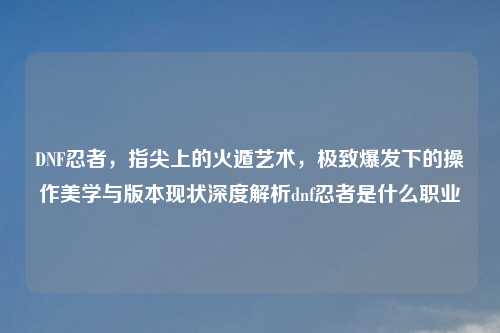 DNF忍者，指尖上的火遁艺术，极致爆发下的操作美学与版本现状深度解析dnf忍者是什么职业